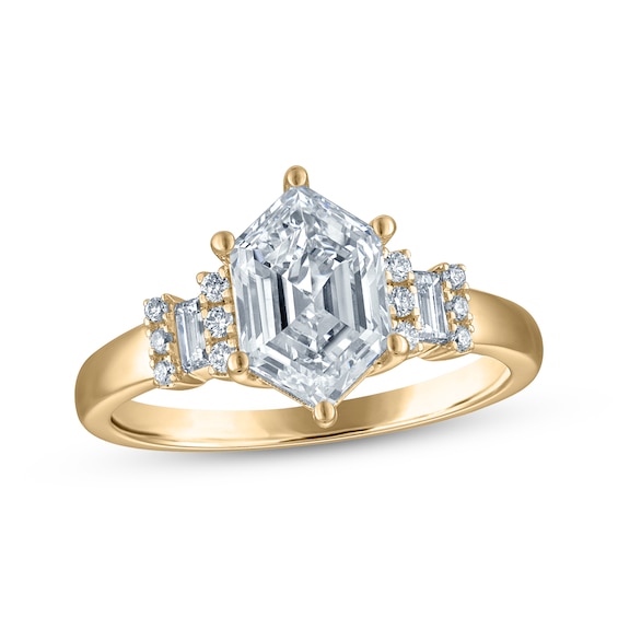 Now + Forever Lab-Grown Diamonds Certified Hexagon-Cut Engagement Ring 2-1/4 ct tw 14K Yellow Gold
