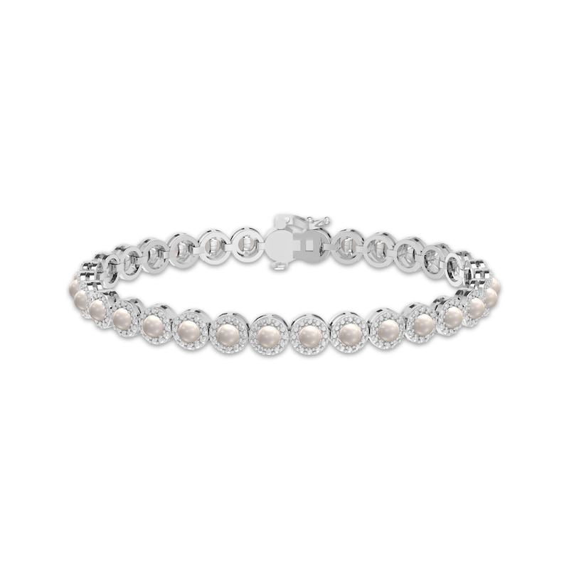 Main Image 1 of Cultured Pearl Link Bracelet Sterling Silver 7.25"