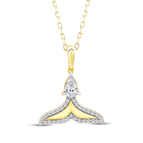 KAY Lab-Grown Diamonds Pear-Shaped & Round-Cut Whale Tail Necklace 1/3 ct tw 18K Yellow Gold-Plated Sterling Silver 18"