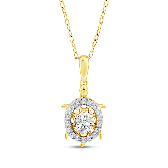 KAY Lab-Grown Diamonds Oval-Cut Sea Turtle Necklace 1/3 ct tw 18K Yellow Gold-Plated Sterling Silver 18"