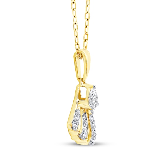Thumbnail Image 2 of KAY Lab-Grown Diamonds Pear-Shaped & Round-Cut Fan Necklace 1/4 ct tw 18K Yellow Gold-Plated Sterling Silver 18"
