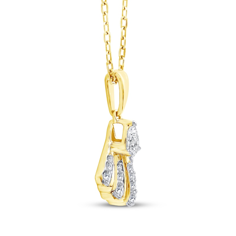 Main Image 2 of KAY Lab-Grown Diamonds Pear-Shaped & Round-Cut Fan Necklace 1/4 ct tw 18K Yellow Gold-Plated Sterling Silver 18"