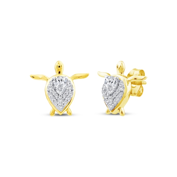 KAY Lab-Grown Diamonds Pear-Shaped Sea Turtle Stud Earrings 3/8 ct tw 18K Yellow Gold-Plated Sterling Silver