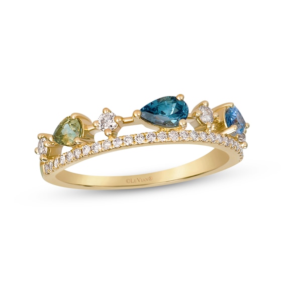 Le Vian Pear-Shaped Natural Montana Sapphire Ombré Ring 1/4 ct tw Diamonds 14K Honey Gold