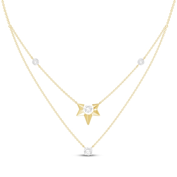 Unstoppable Love Lab-Grown Diamond Layered Station Necklace 1/5 ct tw 10K Yellow Gold 17"
