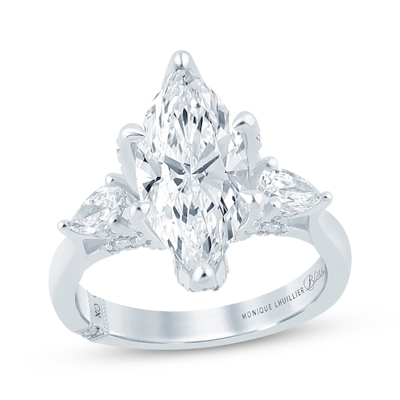 Monique Lhuillier Bliss Certified Marquise-Cut Lab-Grown Diamond Engagement Ring 3-7/8 ct tw 18K White Gold