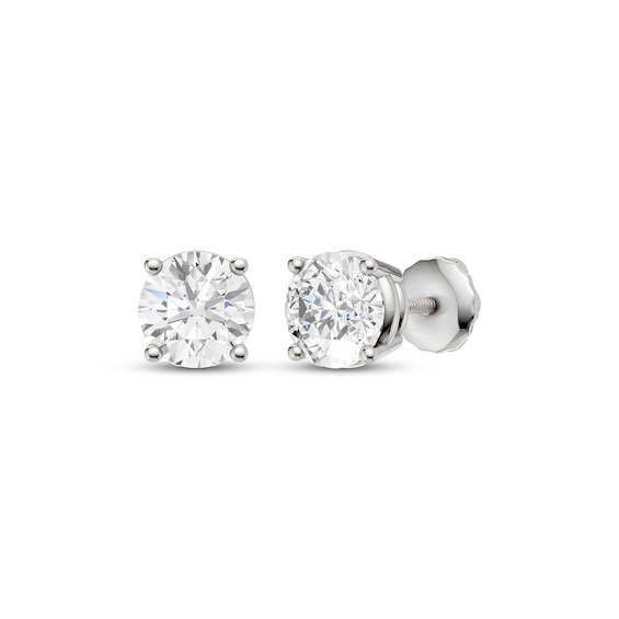 KAY Lab-Grown Diamonds Certified Round-Cut Solitaire Stud Earrings 2 ct tw 14K White Gold (F/VS2)