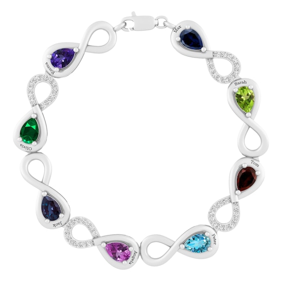 Color Stone Sterling Silver Family Bracelet