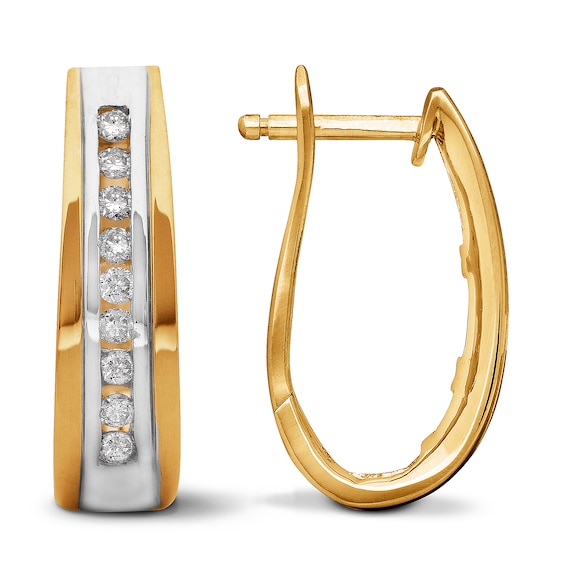 Diamond Hoop Earrings 1/4 ct tw 14K Yellow Gold