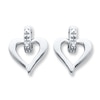 Thumbnail Image 1 of Heart Earrings Diamond Accents Sterling Silver