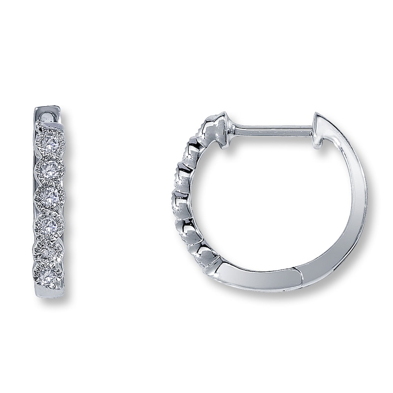 Diamond Hoop Earrings 1/8 ct tw Round-Cut 10K White Gold