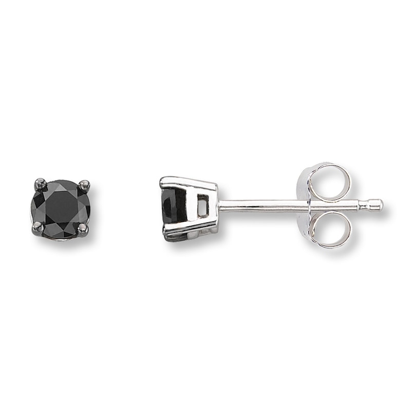 Main Image 1 of Black Diamond Earrings 1/4 ct tw Round-cut 10K White Gold
