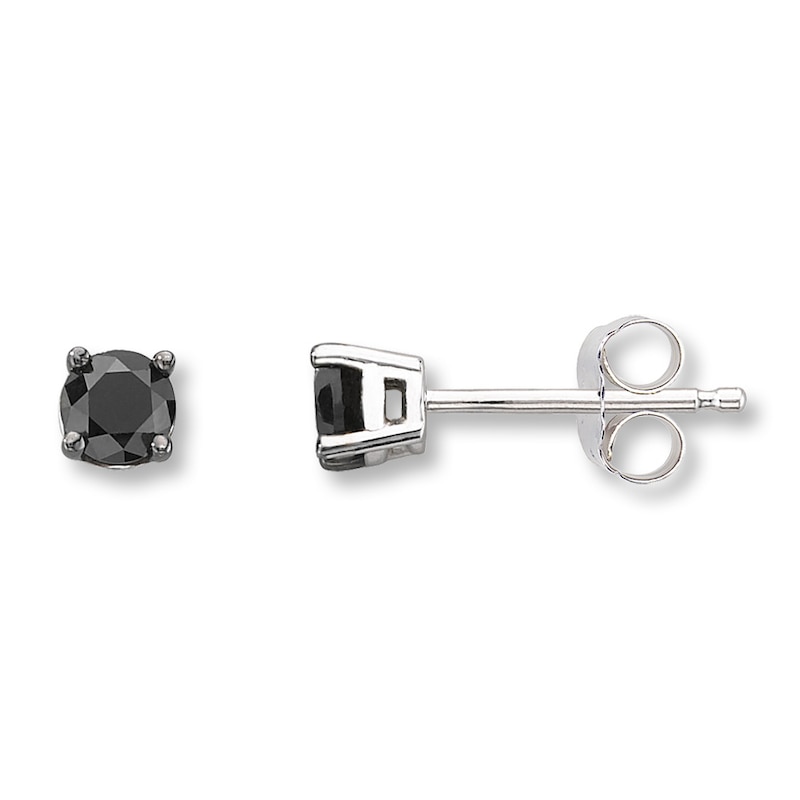 Black Diamond Earrings 1/4 ct tw Round-cut 10K White Gold