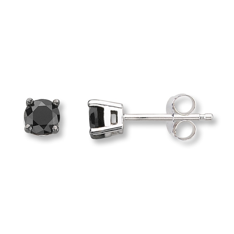 Main Image 1 of Black Diamond Earrings 1/2 ct tw Round-cut 10K White Gold