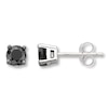Thumbnail Image 1 of Black Diamond Earrings 1 ct tw Round-cut 10K White Gold