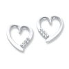 Thumbnail Image 1 of Diamond Heart Earrings Sterling Silver