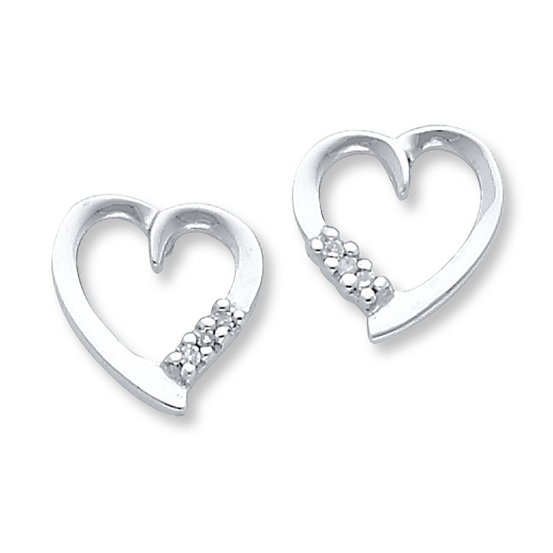 Main Image 1 of Diamond Heart Earrings Sterling Silver