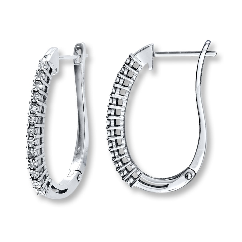 Diamond Hoop Earrings 1/15 ct tw Round-Cut Sterling Silver