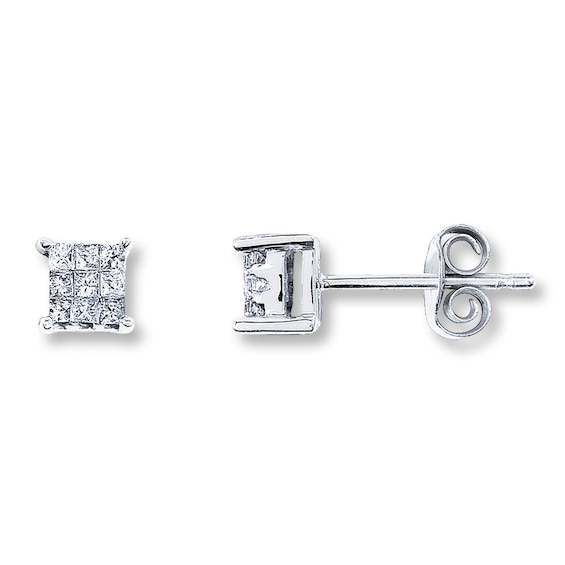 Diamond Earrings 1/5 ct tw Princess-Cut 10K White Gold