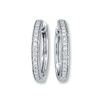 Thumbnail Image 1 of Diamond Hoop Earrings 1/2 ct tw Round-cut 14K White Gold
