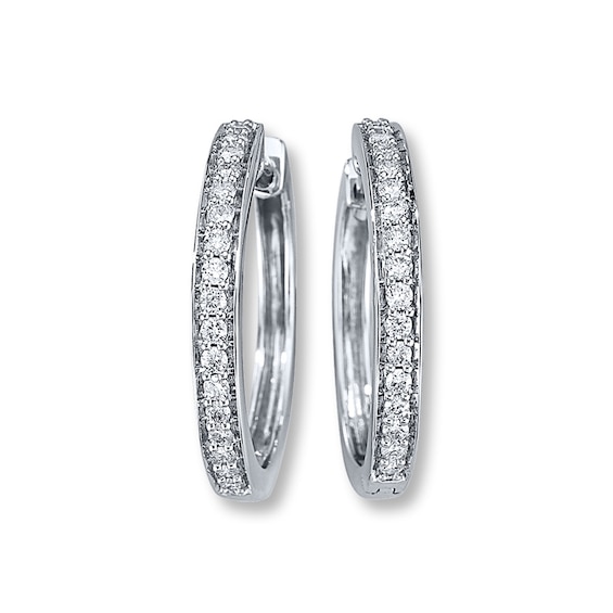 Diamond Hoop Earrings 1/2 ct tw Round-cut 14K White Gold