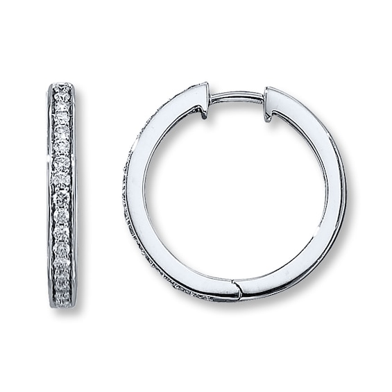 Diamond Hoop Earrings 1/4 ct tw Round-Cut 10K White Gold