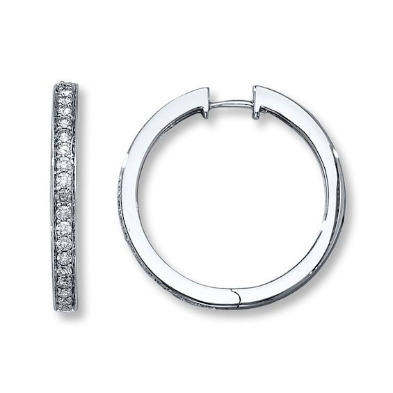 Diamond Hoop Earrings 1 ct tw Round-cut 14K White Gold