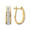 Thumbnail Image 1 of Diamond Hoop Earrings 1/4 ct tw Round-Cut 10K Yellow Gold