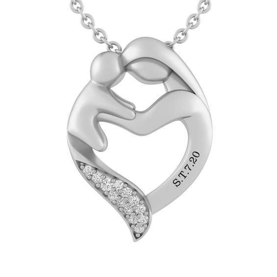 1/20 ct tw Diamond Mother and Child Necklace (1 Line)