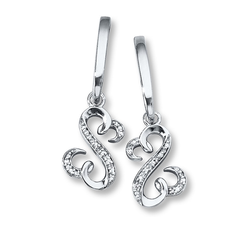 Open Heart Earrings 1/20 ct tw Diamonds Sterling Silver