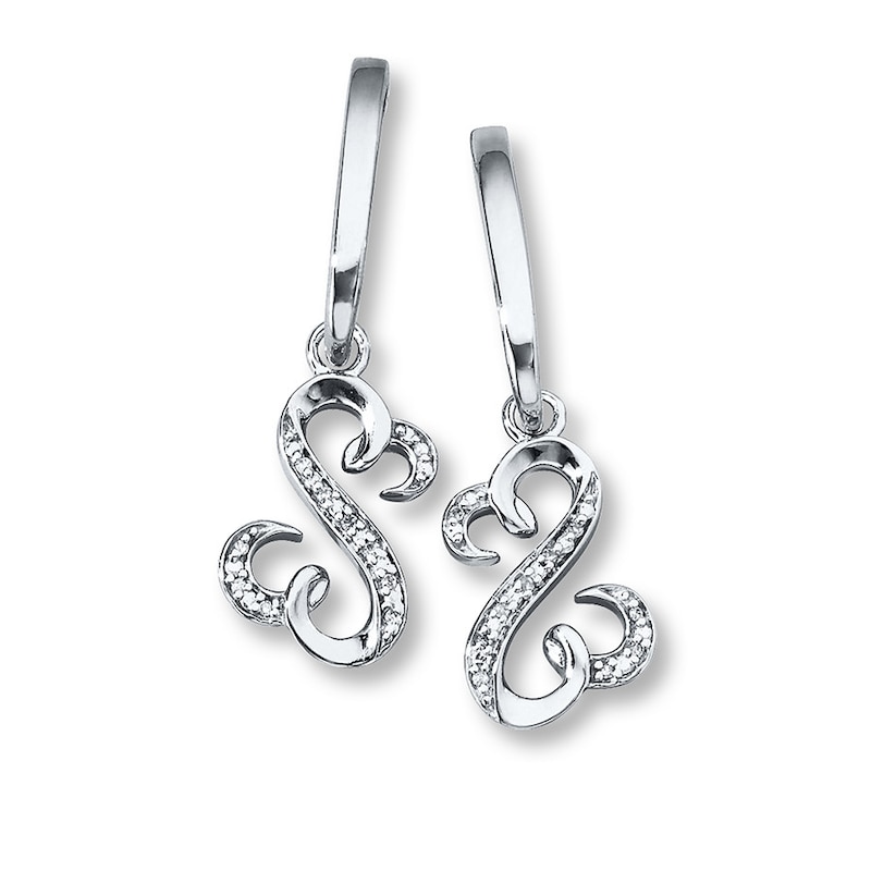 Main Image 1 of Open Heart Earrings 1/20 ct tw Diamonds Sterling Silver
