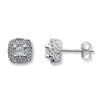 Thumbnail Image 1 of Diamond Framed Earrings 1/2 ct tw Princess & Round 10K White Gold