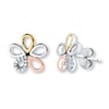 Flower Earrings 1/15 ct tw Diamonds Sterling Silver/10K Gold