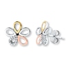 Thumbnail Image 0 of Flower Earrings 1/20 ct tw Diamonds Sterling Silver & 10K Two-Tone Gold