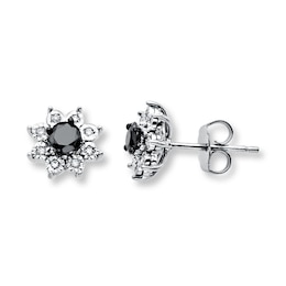 Black Diamond Earrings 1/2 ct tw Diamonds Sterling Silver