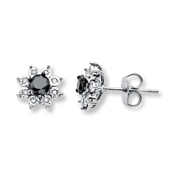 Black Diamond Earrings 1/2 ct tw Diamonds Sterling Silver