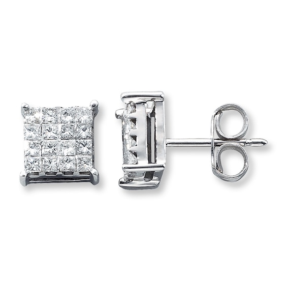 Diamond Earrings 5/8 ct tw Princess-cut 10K White Gold