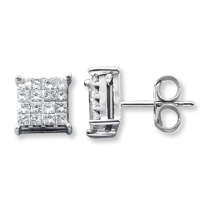 Diamond Earrings 5/8 ct tw Princess-cut 10K White Gold
