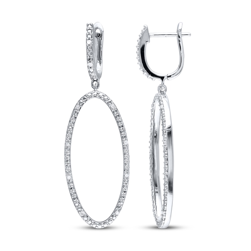 Diamond Dangle Earrings 1/10 ct tw Round-cut Sterling Silver | Kay