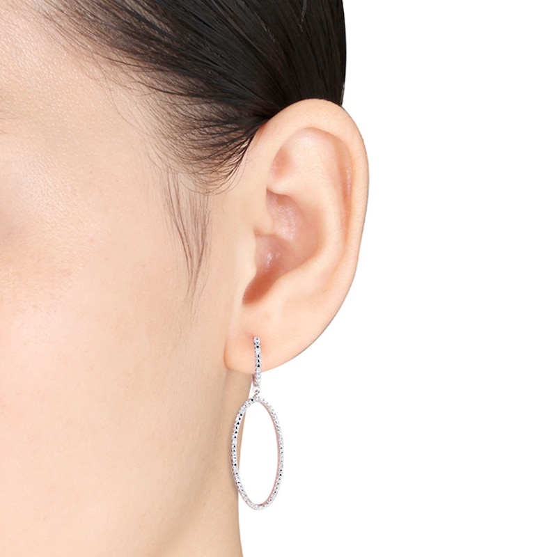 Main Image 2 of Diamond Dangle Earrings 1/10 ct tw Round-cut Sterling Silver