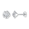 Thumbnail Image 0 of Diamond Flower Earrings 1/20 ct tw Round-cut Sterling Silver