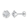 Thumbnail Image 1 of Diamond Flower Earrings 1/20 ct tw Round-cut Sterling Silver