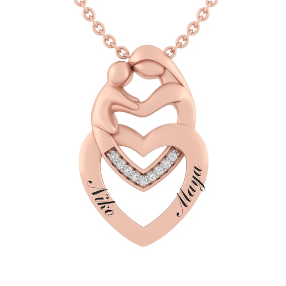 Mother & Child Double Heart Necklace (2 Lines)