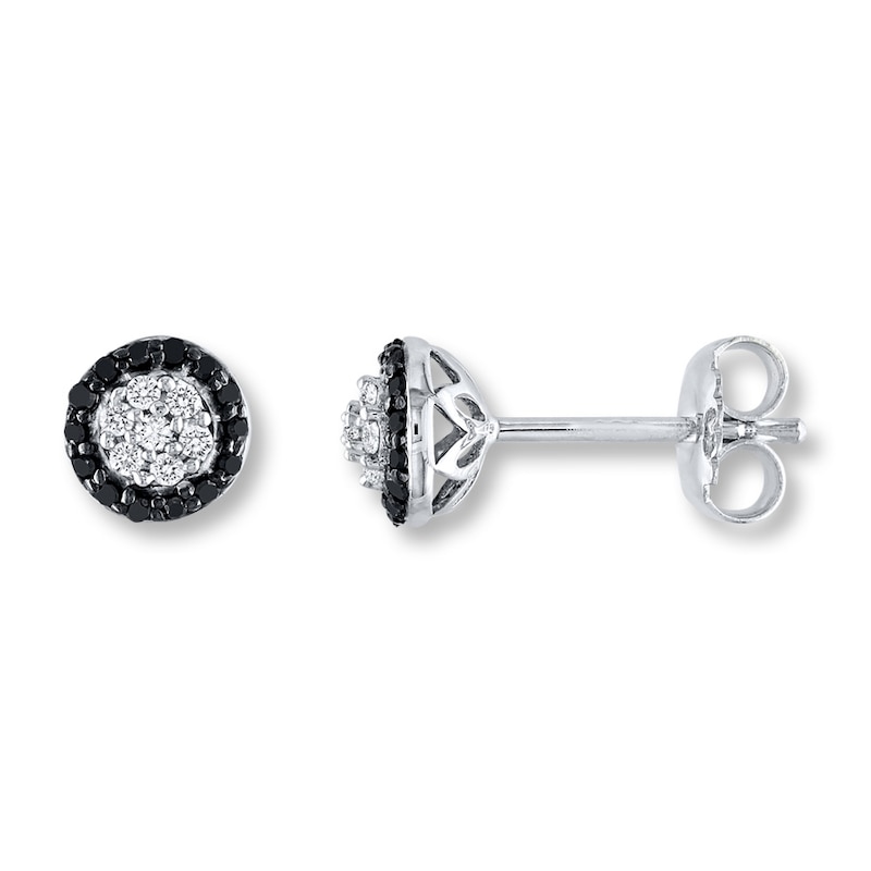 Main Image 1 of Black & White Diamonds 1/4 ct tw Earrings Sterling Silver