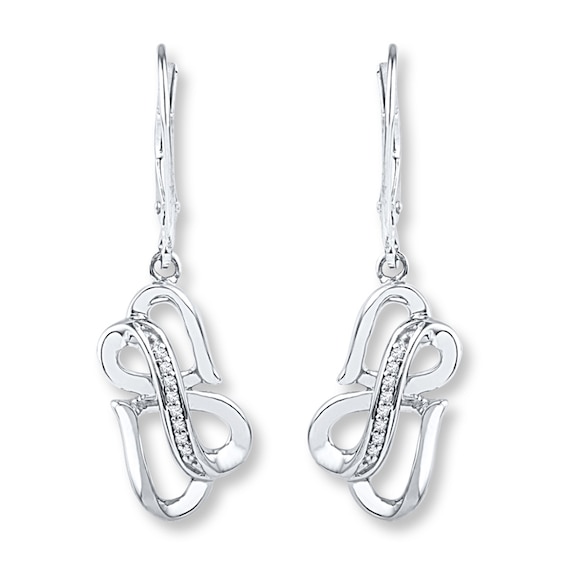Infinity/Heart Earrings 1/15 ct tw Diamonds Sterling Silver