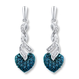 Diamond Earrings 1/5 ct tw Blue/White Sterling Silver