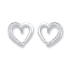Thumbnail Image 1 of Diamond Heart Earrings 1/10 ct tw Round-cut Sterling Silver