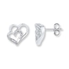 Thumbnail Image 1 of Double Heart Earrings Diamond Accents 10K White Gold