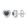 Thumbnail Image 1 of Black & White Diamond Heart Earrings 1/4 ct tw Sterling Silver