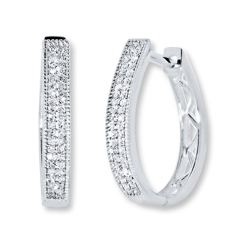 Diamond Hoop Earrings 1 4 Ct Tw Round Cut Sterling Silver Kay Diamond Hoop Earrings 1 4 Ct Tw Round Cut Sterling Silver Kay